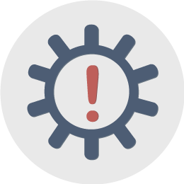 gear and exclamation mark